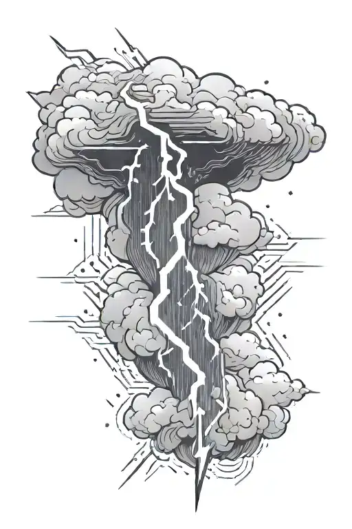 Lightning Bolt with clouds tattoo design idea