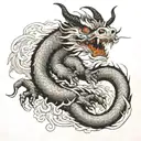 traditional chinese dragon realism black grey gothic    tattoo design idea