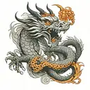 traditional chinese dragon realism black grey gothic    tattoo design idea