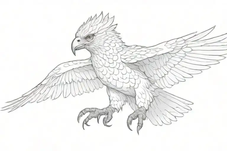 harpy eagle flying   tattoo design idea