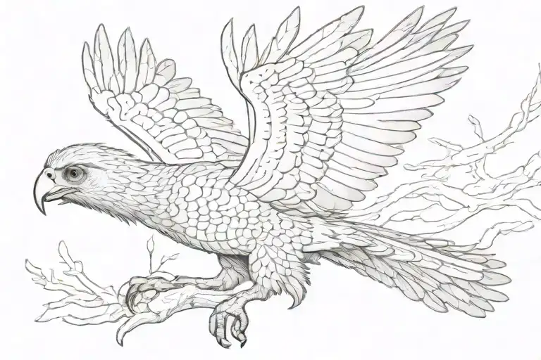 harpy eagle fkying towards tattoo design idea