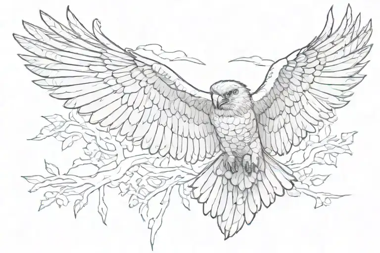 harpy eagle flying  tattoo design idea
