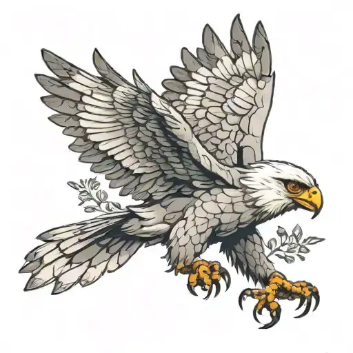 harpy eagle flying towards tattoo design idea