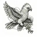 harpy eagle flying towards tattoo design idea