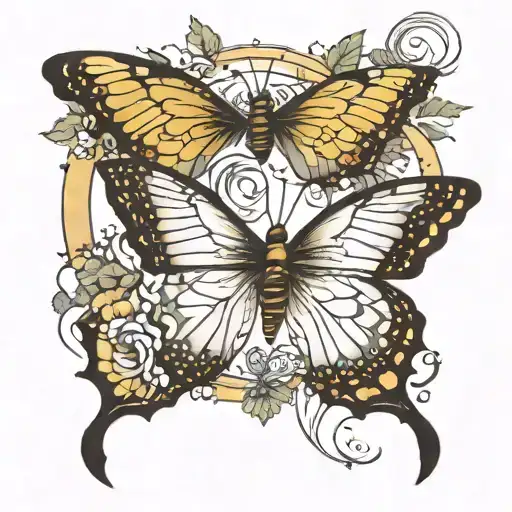butterfly, moon, maybe clouds or something. something for transformation growth self love tattoo design idea