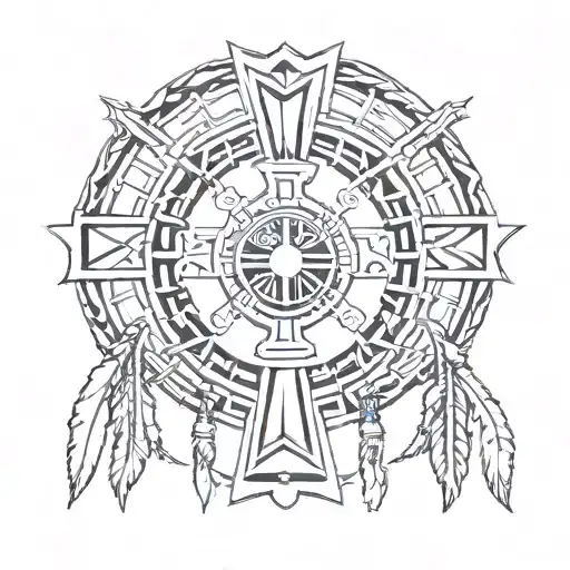 blackfoot Cherokee symbols of strength courage symbols cross tattoo design idea