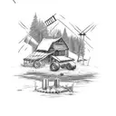  a sleve tatoo but i want it to involve four wheelers, a barb wire, farm abused sign, campfire, music, compass, let's ge tattoo design idea