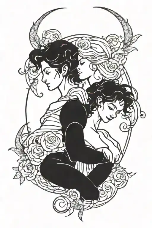 Virgo woman and aries man zodiac sign intertwined tattoo design idea