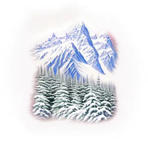 ski resort mountains tattoo design idea