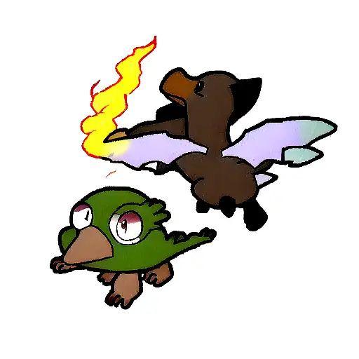 platypus with wings breathing fire tattoo design idea