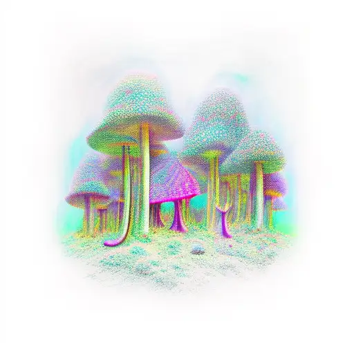 psychedelic mushroom forrest tattoo design idea