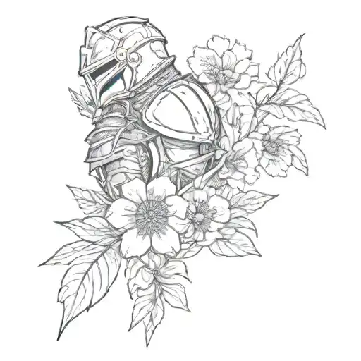 The knight went down to the mignonette flower tattoo design idea