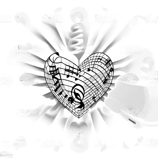 A minimalist tattoo of a musical note inside a heart-shaped video game controller tattoo design idea