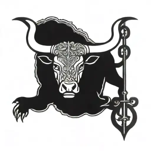 taurus bull with navy anchor tattoo design idea
