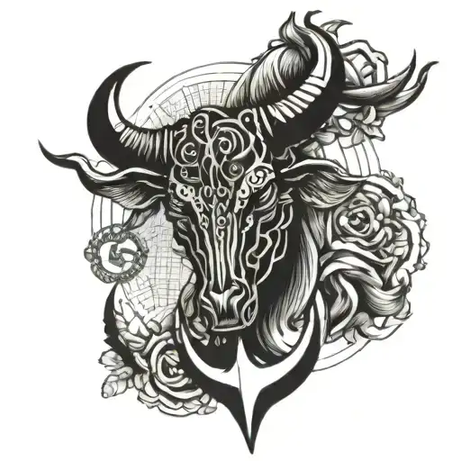 taurus bull and navy anchor tattoo design idea