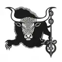taurus bull with navy anchor tattoo design idea