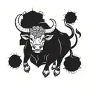 taurus bull with navy anchor tattoo design idea