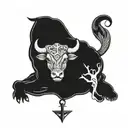 taurus bull with navy anchor tattoo design idea