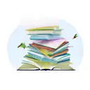 a stack of books with open pages flying upwards and becoming birds  tattoo design idea