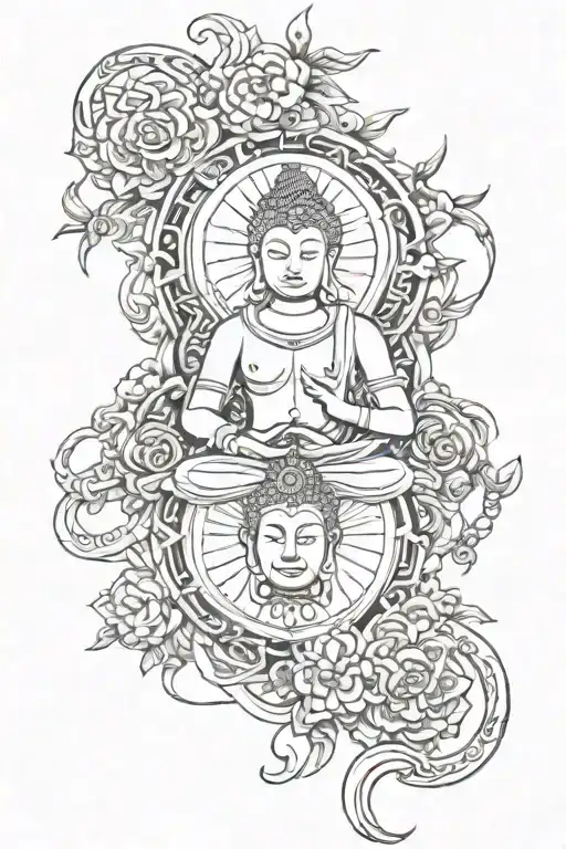 ARM BAND WARRIOR BUDHA AND CAPRICORN LEO TAURUS tattoo design idea