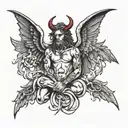 half angel half devil heaven and hell tattoo design idea