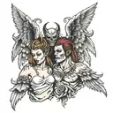 half angel half devil heaven and hell tattoo design idea