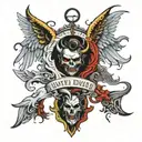 half angel half devil heaven and hell tattoo design idea