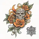 God bless you tattoo design idea