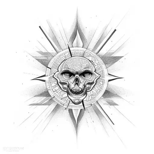 rock, sun birthdate tattoo design idea
