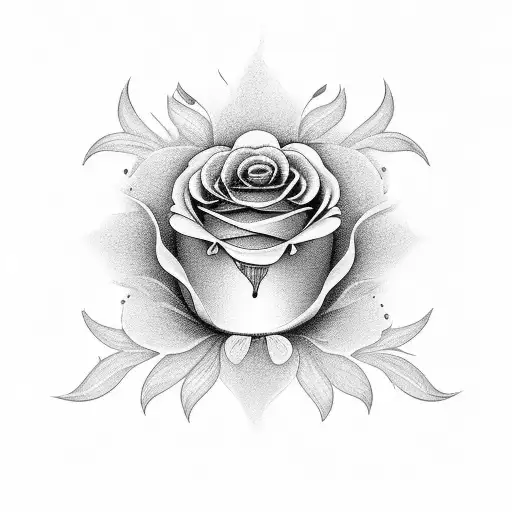 A tear drop transforming into a blooming flower tattoo design idea