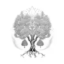 A tree growing from an open book with roots spelling 'amor' tattoo design idea