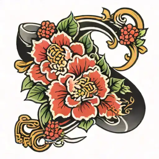 yakuza Sakura and wave wrist band tattoo design idea