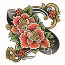 yakuza Sakura and wave wrist band tattoo design idea