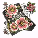 yakuza Sakura and wave wrist band tattoo design idea