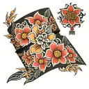 yakuza Sakura and wave wrist band tattoo design idea