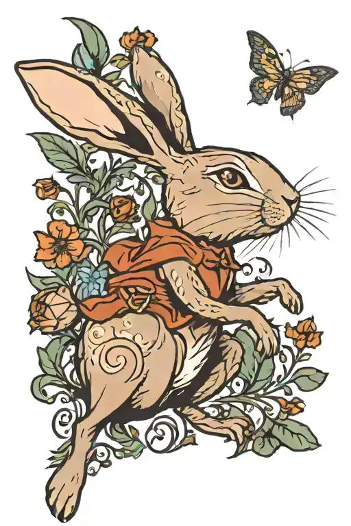 Rabbit from Watership Down jumping tattoo design idea
