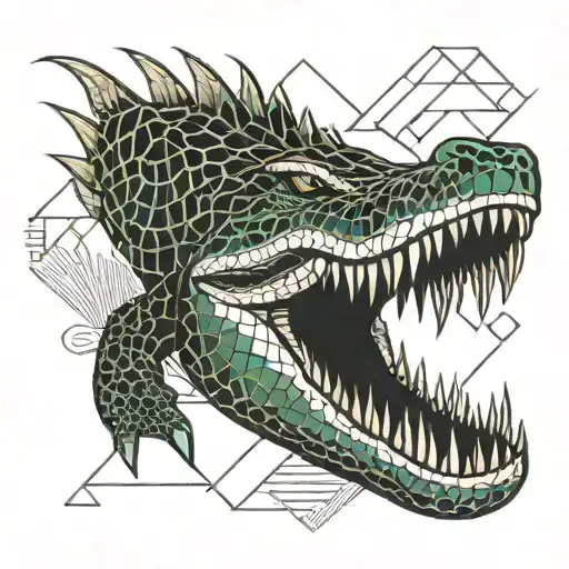 crocodile swimming tattoo design idea