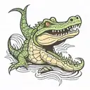crocodile swimming tattoo design idea