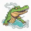 crocodile swimming tattoo design idea