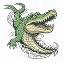 crocodile swimming tattoo design idea