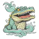 crocodile swimming tattoo design idea
