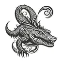 crocodile swimming tattoo design idea