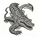 crocodile swimming tattoo design idea