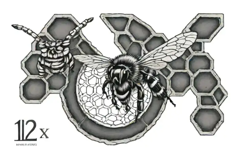 small Roman numeral tattoo for March 12, 1973 with small bee/honeycomb design around it on the side of the wrist  tattoo design idea