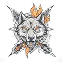 wolf,flames,arrows  tattoo design idea