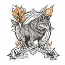 wolf,flames,arrows  tattoo design idea