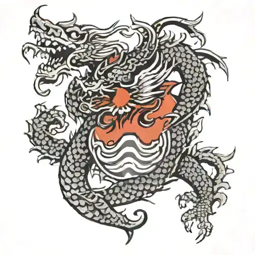 Brown Family Coate of Arms, Dragon & Samuri  tattoo design idea
