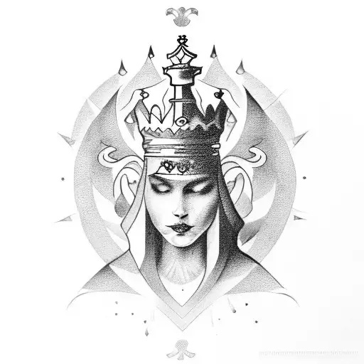 Queen chess pieces protected by gemini  tattoo design idea