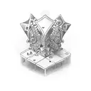 Queen piece of chess protected by gemini  tattoo design idea