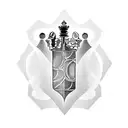 Queen piece of chess protected by gemini  tattoo design idea